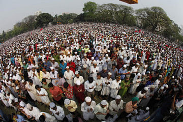 Thousands attends the namaz-e-janaza of late president Zillur Rahman at Jatiya Eidgah Maidan in the capital on Friday afternoon. Photo: Rashed Sumon