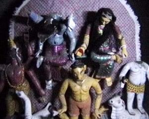 Unknown miscreants vandalise several idols of Hindu gods at a temple in Singra upazila of Natore early Wednesday. Photo: STAR 