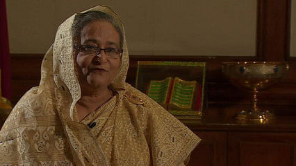 Sheikh Hasina speaks exclusively to the BBC's Anbarasan Ethirajan in Dhaka. Photo: BBC Online