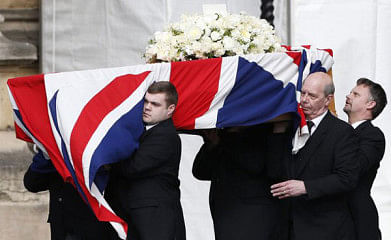 Pallbearers carry the coffin of former British prime minister Margaret Thatcher into the Palace of Westminster in London April 16, 2013. Thatcher, who was Conservative prime minister between 1979 and 1990, died on April 8 at the age of 87. Photo: Reuters