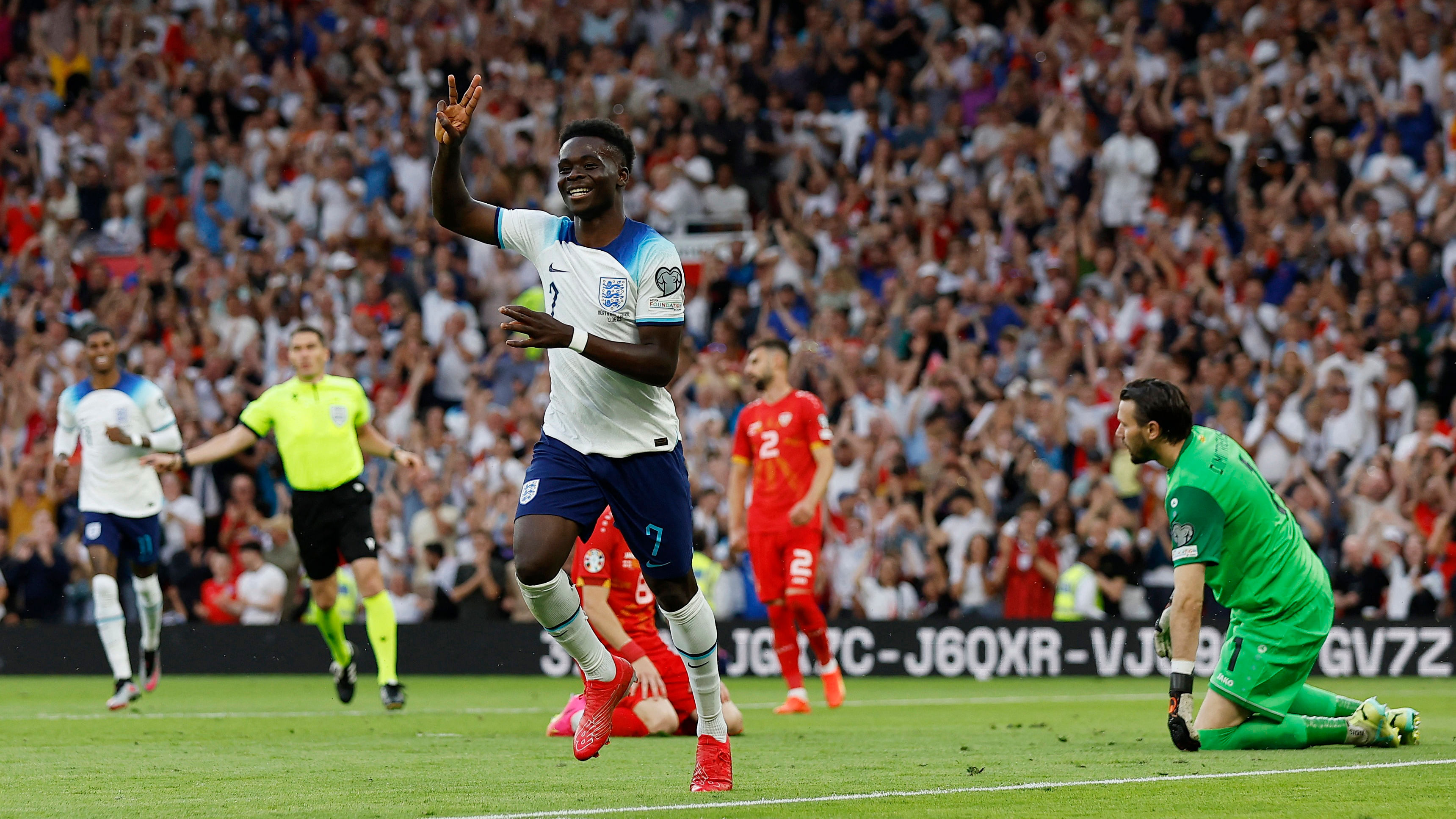 Saka stars as England hit North Macedonia for seven