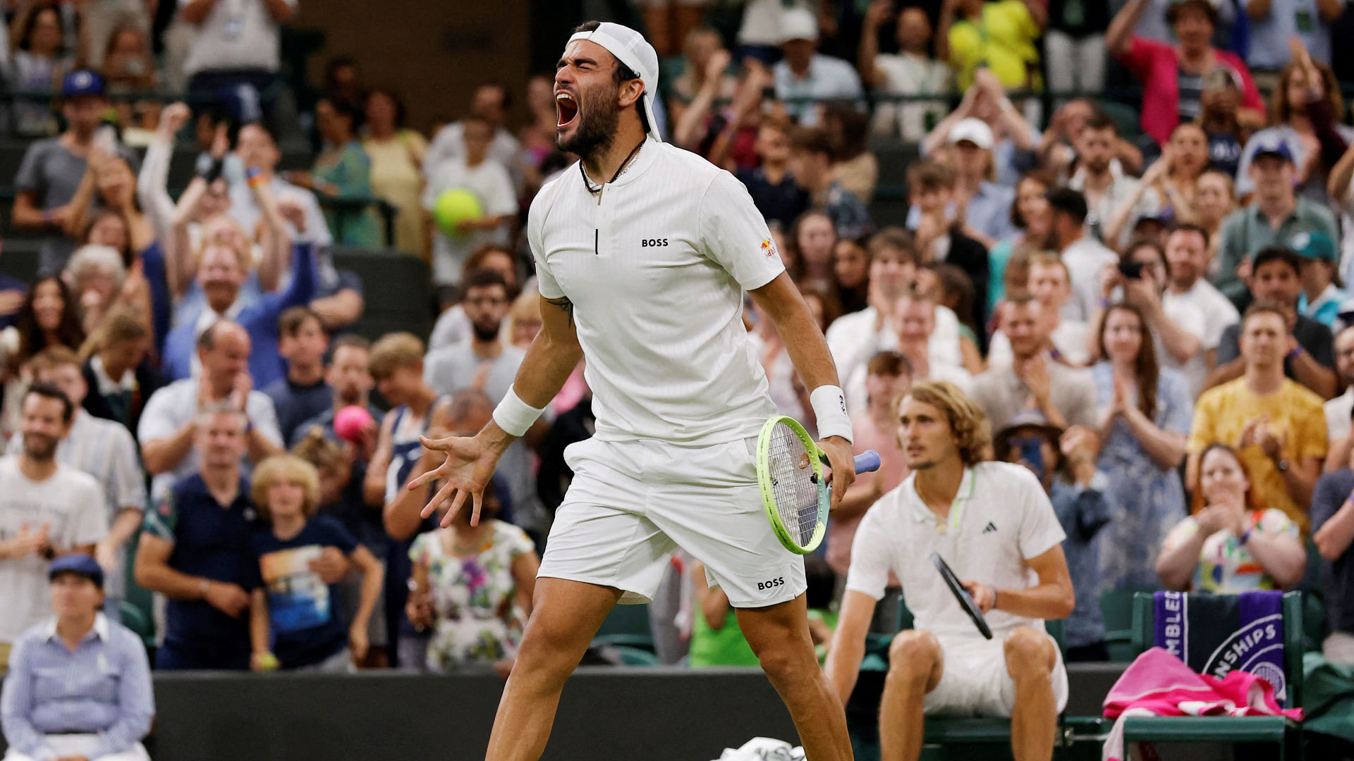 Matteo Berrettini celebrates winning the BOSS OPEN in Stuttgart