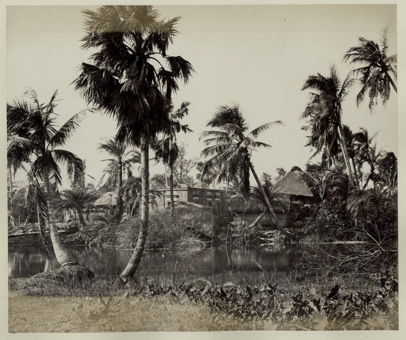 View of a village town in Bengal in the 1860s