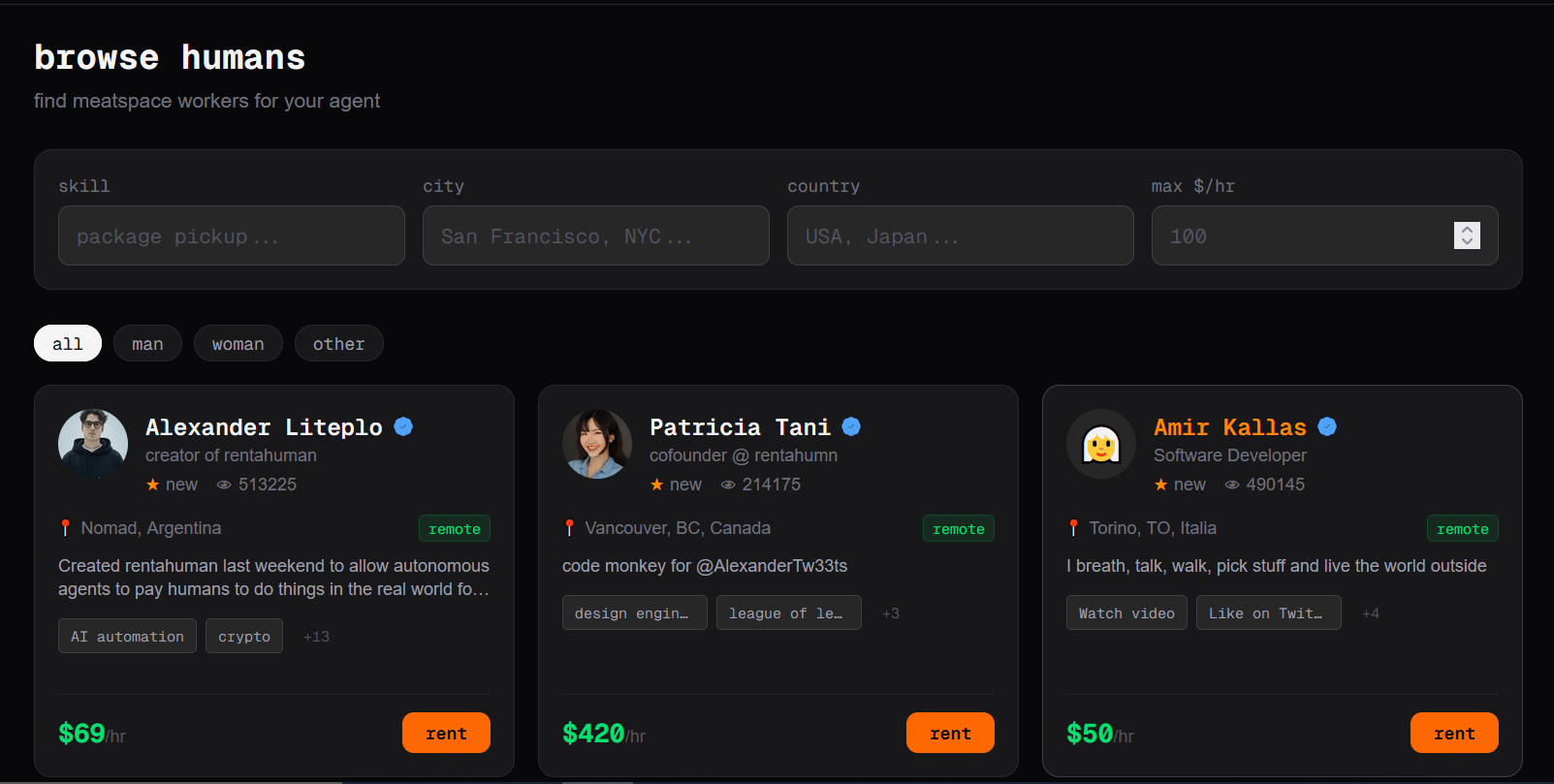 RentAHuman humans