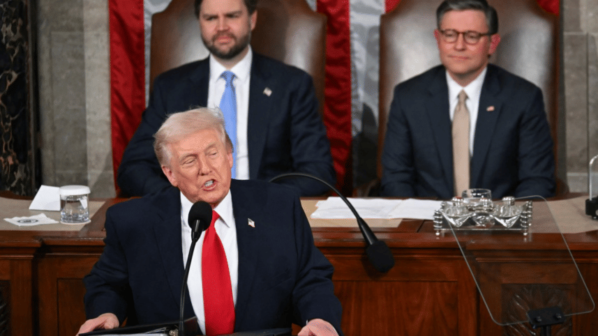Trump strikes a defiant tone in the first official State of the Union of his second term. Photo: AFP