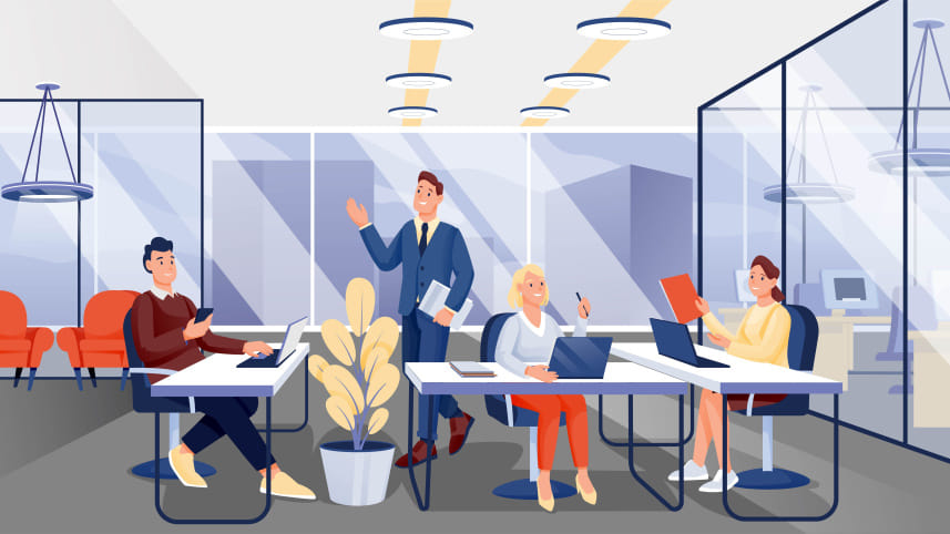 People work office
