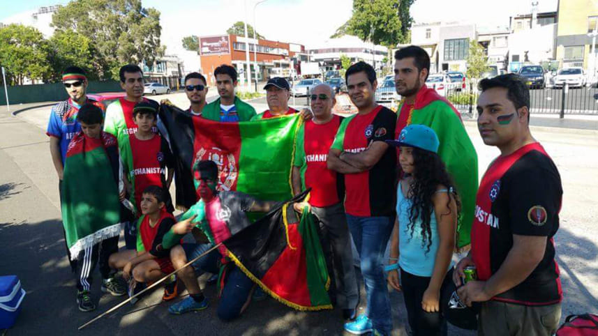 Afghan fans gather at the Manuka Oval,