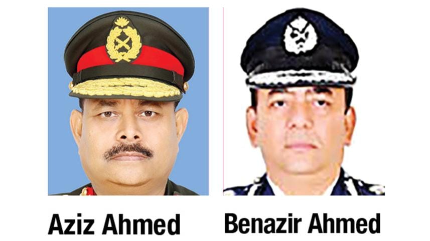 Bangladesh Army Chief General Aziz Ahmed and Inspector General of Police Benazir Ahmed