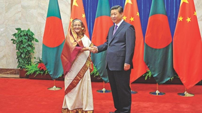 Bangladesh Prime Minister Sheikh Hasina with Chinese President Xi Jinping