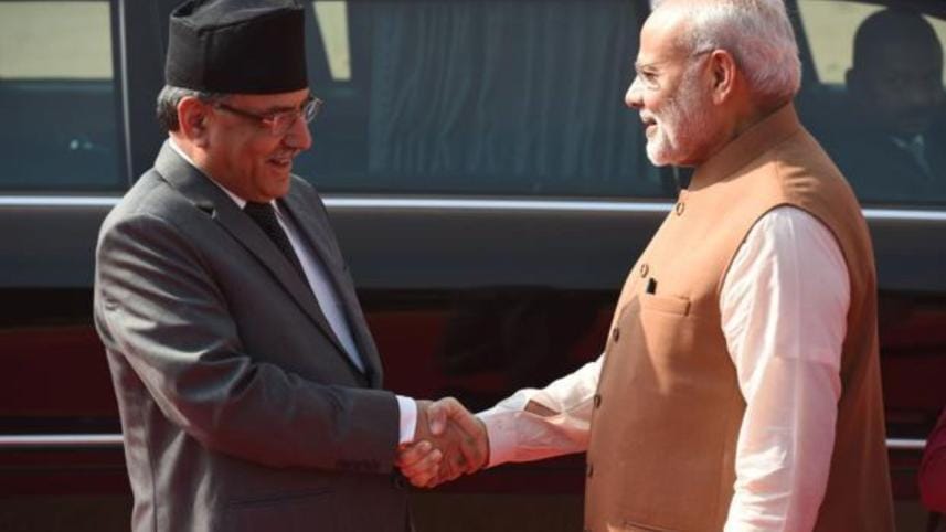 Indian Prime Minister Narendra Modi with Nepal Prime Minister Pushpa Kamal Dahal.jpg