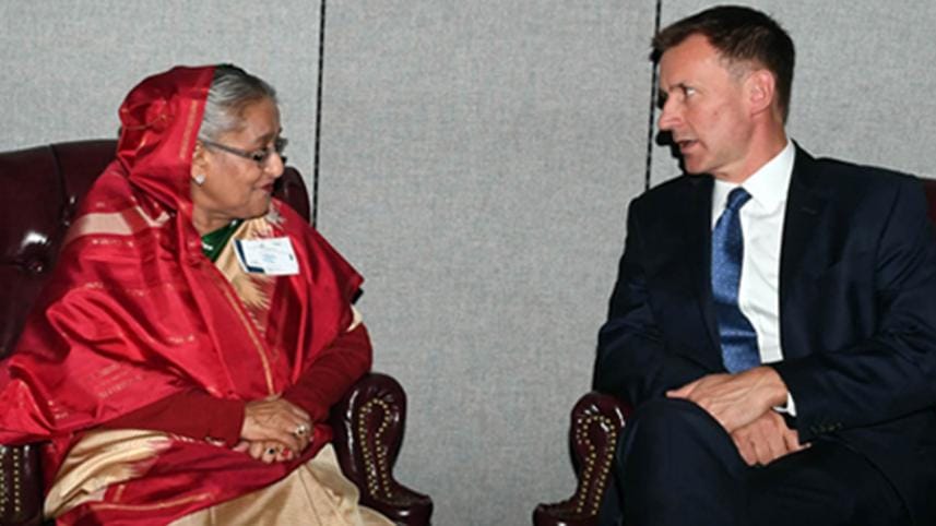 Bangladesh Prime Minister Sheikh Hasina meets UK Secretary of State for Foreign and Commonwealth Affairs Jeremy Hunt 