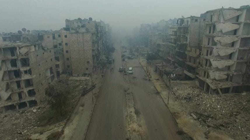 bomb damaged eastern Aleppo