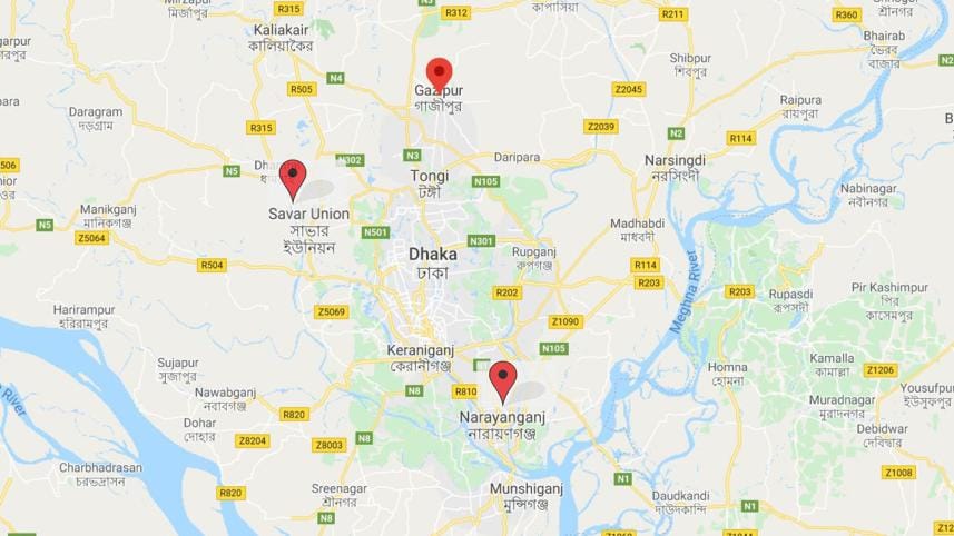 Savar, Narayanganj, gazipur map