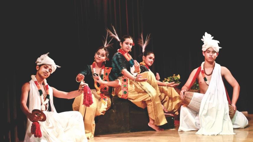 Shadhona dancers perform at the dance drama.