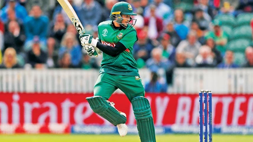 Shakib Al Hasan cuts one to third man in ICC Cricket World Cup Match