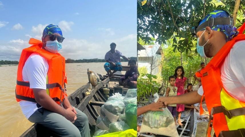 Firoz Hasan of Free Motion helping flood victims in Sunamganj 