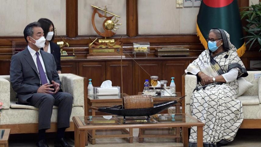 Wang Yi and Sheikh Hasina