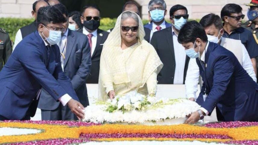 Sheikh Hasina pays tribute to Mahatma Gandhi