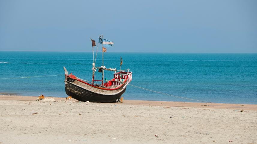 Saint Martin fishing boat on beach