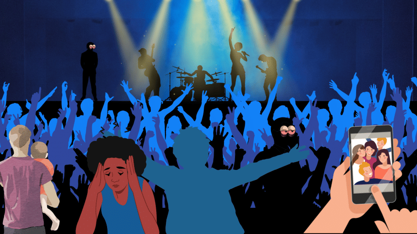 Different people at a concert.