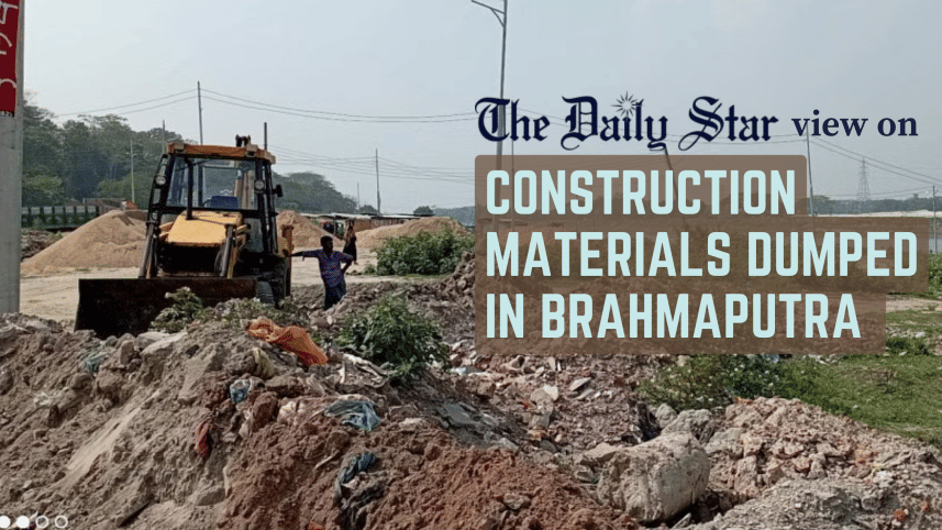Construction materials dumped in Brahmaputra