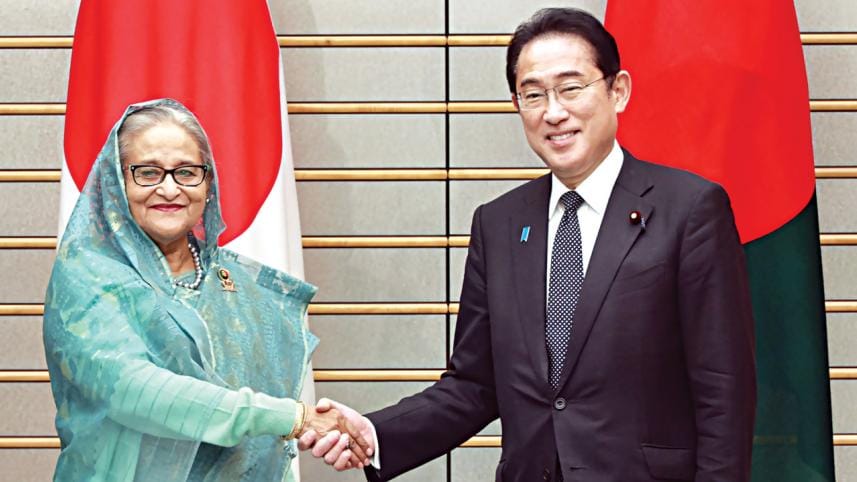 Bangladesh pm sheikh hasina and japanese pm kishida fumio April 26 2023 PID