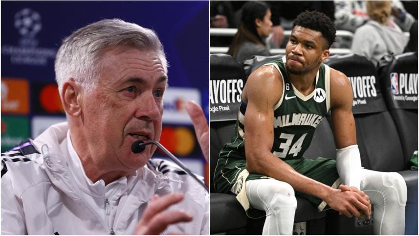 Carlo Ancelotti and NBA superstar Giannis Antetokounmpo 