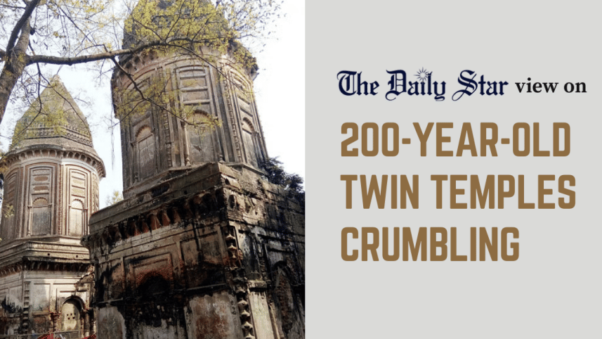 200-year-old twin temples crumbling in mymensingh