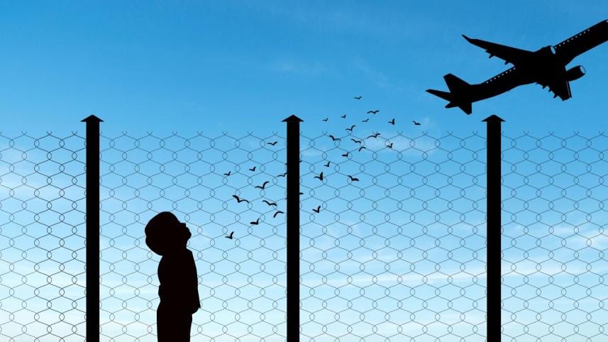 Child on plane without passport-ticket