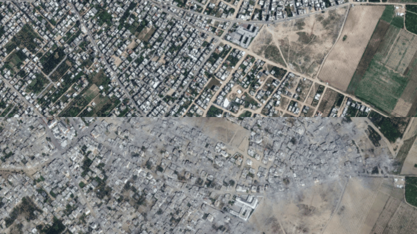 Gaza now unrecognisable from space