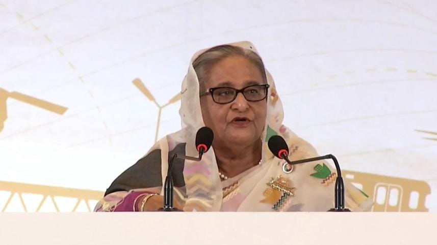 PM Hasina announcing AL election manifesto 2024