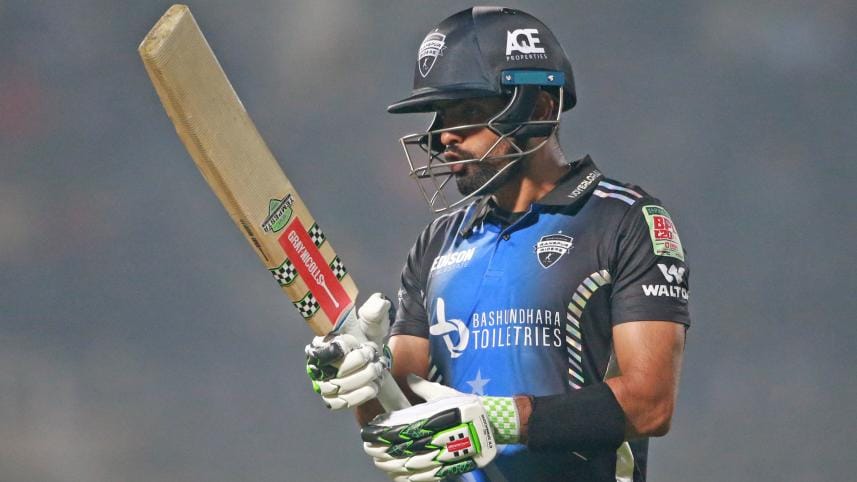 Rangpur Riders batter Babar Azam walks back to the pavilion after being dismissed against Durdanto Dhaka in Sylhet on Saturday.