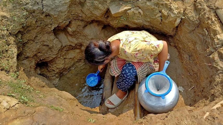 Severe water shortage in Bandarban hills during hot spell