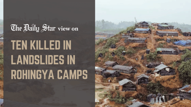 ten killed in landslides in rohingya camps