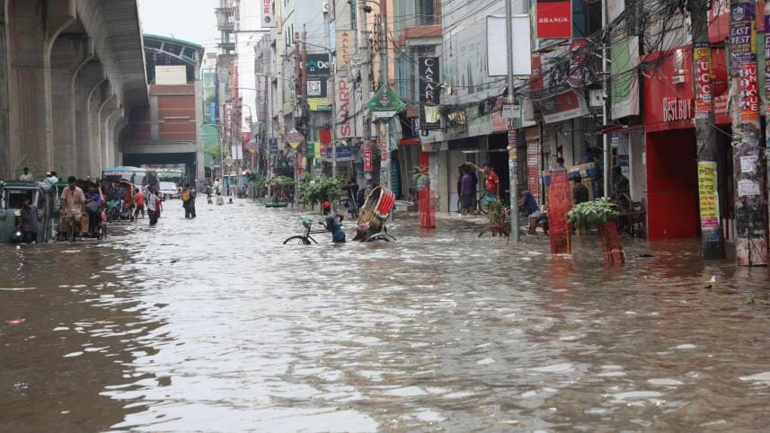Dhaka waterlogging after early morning rain