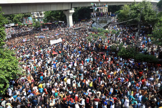 Celebration after fall of Sheikh Hasina in Dhaka on August 5, 2024