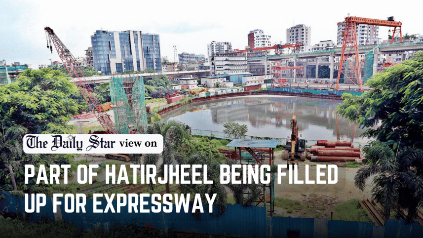 part of hatirjheel being filled up for expressway