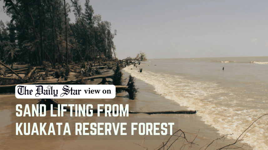 Sand lifting in Kuakata reserve forest
