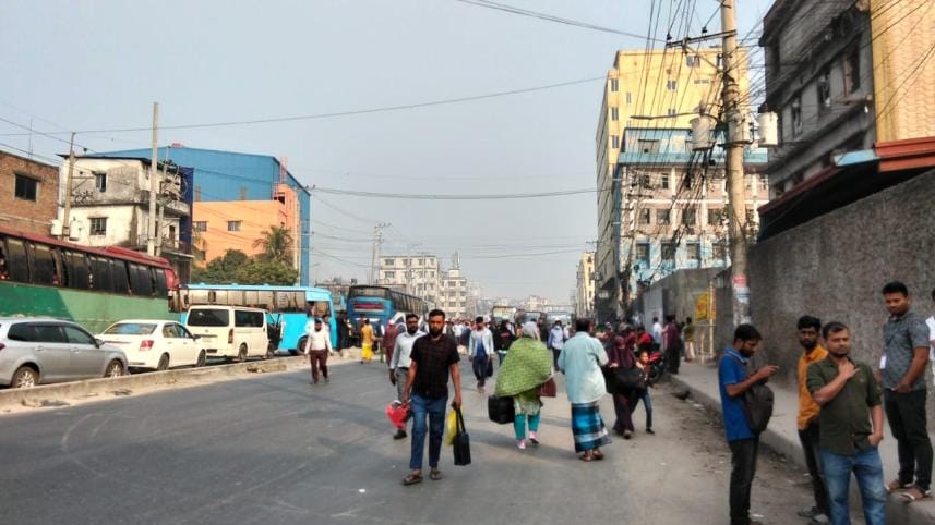 workers protest at Dhaka-Mymensingh highway