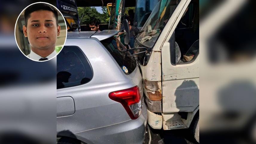 Pick-up van hits Hasnat’s car in Jatrabari