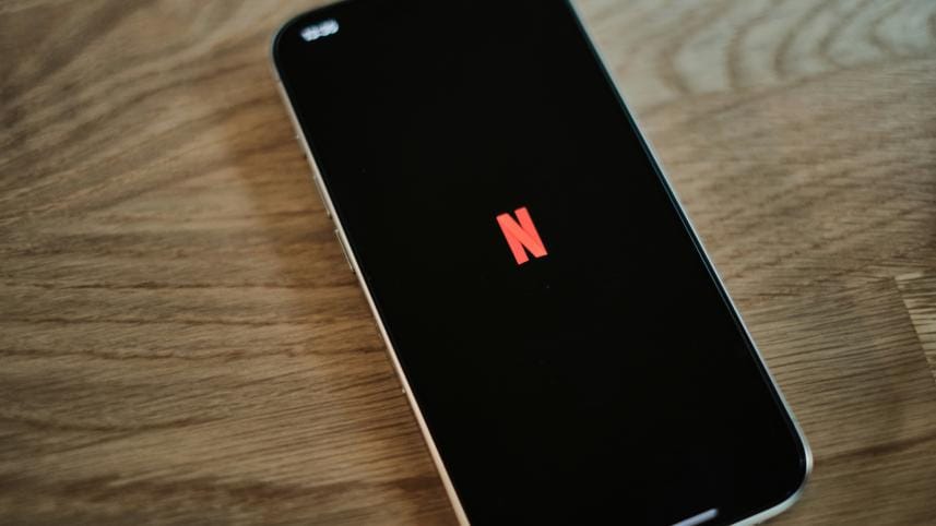 Netflix logo on phone