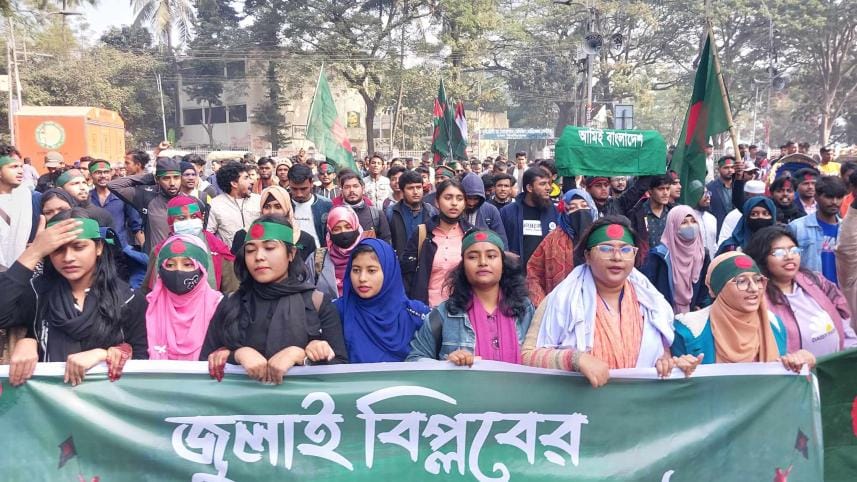 students gathering at Shaheed Minar