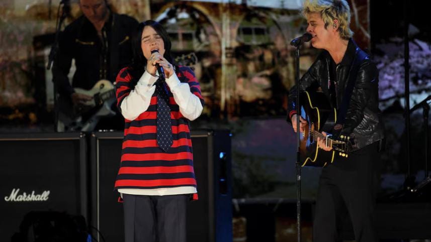 Billie Eilish joins Green Day on stage at FireAid concerts