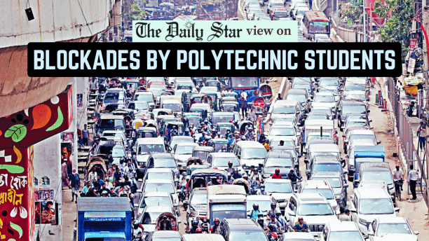 road, railway blockades by Polytechnic students