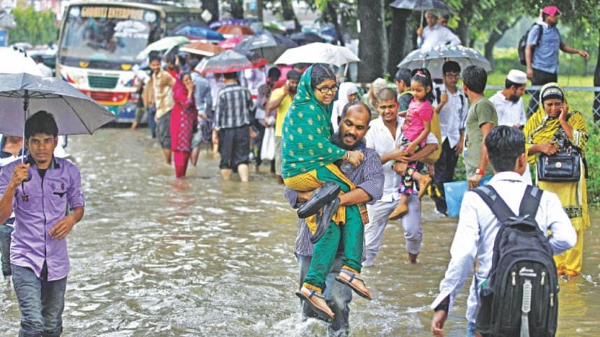 waterlogging in Dhaka
