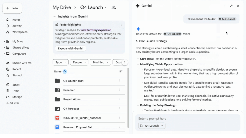 Google Drive folder summaries