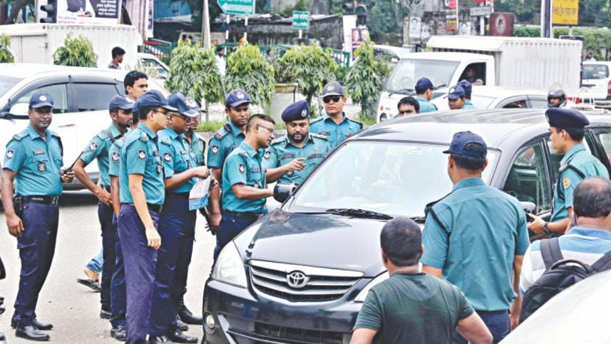 traffic police checking licences