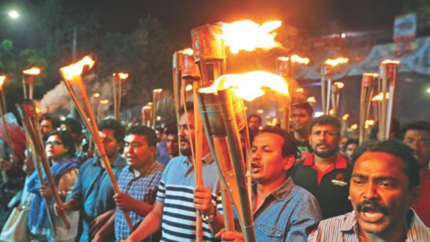 Protest Against Writer Dr. Muhammed Zafar Iqbal's Attack