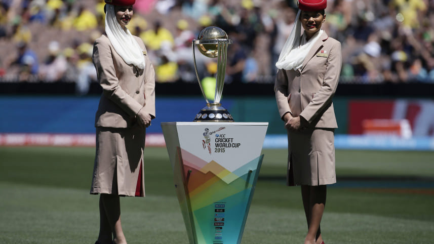 The Cricket World Cup trophy is presented