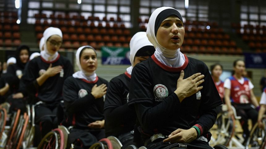 Afghanistan's women's wheelchair basketball team Afghanistan's women's wheelchair basketball team